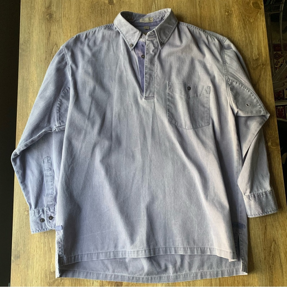 Vintage Fission Jeanswear Chambray Denim Pullover Purple Collared Shirt